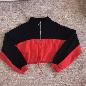 Forever 21 Black & Red Half-Zip